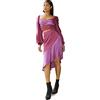Chi Chi London Top in Raso con Dettaglio a Maniche Lunghe Camicia da Donna, Viola, 48
