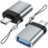 Seminer Adattatore Micro USB a USB 3.0 (2 Pezzi) con Cordino, Adattatore OTG Micro USB Maschio a USB-A Femmina Compatibile con Samsung S7 S6, Dispositivi Micro OTG, Unità Flash, Tastiera (Grigio)