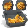 GlasFlength 3 Pezzi Teglie per Friggitrice ad Aria，Riutilizzabile Contenitori Friggitrice ad Aria Piazza Vassoi per Friggitrice ad Aria per Airfryer Microonde Forno 3,5-6,2 L (Grigio)