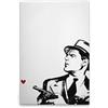 A.S. Création DD131846 - Stampa su tela, motivo: cuore pop-up in bianco, nero, 50 x 75 cm