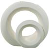 DRW Vaso da tavolo doppio cerchio in ceramica tono crema ruvida 26 x 12 x 33 cm