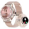 Fitoncloud Smartwatch Donna Chiamate BLE5.2, 1,3'' HD Schermo Orologio Smartwatch Rotondo con Notifiche Messaggi/120+ Sportive/Cardiofrequenzimetro/SpO2/Sonno, Smart Watch Donna IP68 per Android iOS, Oro Rosa
