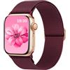 Msksjer Cinturino Compatibile con Apple Watch 41mm 40mm 38mm 42mm(Series 10) Donne Uomini, Nylon Regolabile Solo Loop Tessuto Elastico Bracciale Sportivi per iWatch Serie 9 8 7 6 SE 5 4 3 2 1, Vino
