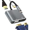 HOYULLI Adattatore USB C A VGA HDMI(4 In 1)Hub USB OTG 3.0 Per Apple IPhone 15 Cavo Ricarica Convertitore MacBook Air Multiporta AV Adapter Per iPad Compatibile Per Samsung S24 Tablet Jack Adaptateur tp-4in1