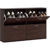 HOMCOM Scarpiera Salvaspazio da 24 Paia con Mensole Regolabili e 4 Cassetti, in Legno, 120x24x81cm, Marrone