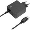 Ewent Caricatore a muro USB Tipo C 45W con cavo da 1.5 metri,Presa aggiuntiva USB-A per Smartphone,Caricatore Per MacBook/Pro da 13 in su e MacBook Air dal 2018,iPad Pro,Laptop, HP, Lenovo, Nero