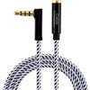 CableCreation Cavo di prolunga per cuffie, 3 m, 4 poli, TRRS 3,5 mm, cavo di prolunga audio maschio a femmina, 90 gradi, cavo di prolunga Auxiliary, microfono compatibile, 10 FT/bianco e nero