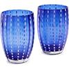 Zafferano Perle Bicchiere Tumbler Lavorato a Mano in Vetro Colorato Trasparente cl 32 h 109mm d 71mm, set 6 pezzi, Blu