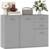 HOMCOM Credenza Moderna con 3 Armadietti e 2 Cassetti, in Legno, 106x35x76 cm, Grigio Chiaro