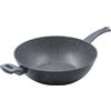 Zanetti Durapietra, Padella Wok per Induzione Diametro 32 cm, Padella Wok Antiaderente, Rivestimento Effetto Pietra, Manico Soft Touch, Colore Grigio