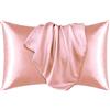 JUWENIN Federa in seta per capelli e pelle del viso per prevenire le rughe, con cerniera nascosta, set da 2 pezzi (rosa cipria)
