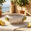Ceramiche Sofia Stand Centrotavola con Limoni Siciliani in Ceramica di Caltagirone Ø 25 cm — Madreperla - 25 cm / Limoni Siciliani