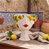 Ceramiche di Caltagirone Sofia Testa Zahira con Limoni h 30 cm — Donna, White and Lemon | Ceramica Caltagirone - 30 cm / Limoni Siciliani