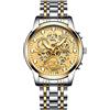 RORIOS Orologio da Uomo Luminoso Analogico al Quarzo con Cinturino in Acciaio Inox - Impermeabile