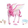 Barbie Un Tocco di Magia - Pegaso Rosa, pegaso magico cavallo alato con un cagnolino e 10+ accessori inclusi, criniera e coda rosa e ali arcobaleno, giocattolo per bambini, 3+ anni, HLC41