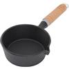 Qukaim Mini padella per uova in ghisa, con manico in legno massello, pre-stagionata, 13 x 5 cm, ideale per cucinare in interni ed esterni