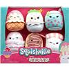 Squishville by Original Squishmallows Varsity Squad - Sei peluche Squishmallows da 5 cm tra cui Nya, razzo, Benedict, Mario, Dane e Armie - Giocattoli per bambini