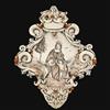 Ceramiche di Caltagirone Sofia Acquasantiera Maxi Triangolare in Ceramica di Caltagirone 35x45 cm - Madonna Valderice, Madreperla - 45 cm / Madreperla Oro e Lustri