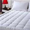EASELAND Coprimaterasso per letto matrimoniale, trapuntato, con angoli elasticizzati, in cotone, con tasca profonda 20,3-53,3 cm (152,4 x 203,3 cm, bianco)