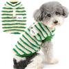 Zunea Cappotto invernale per cani di piccola taglia e gatto, in pile Sherpa, a righe, con anello a D, morbido e caldo, per cuccioli, freddo, chihuahua, abbigliamento per cani, verde, XL