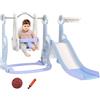 DecHome Gioco per Bambini con Scivolo,Altalena,Arrampicata e Canestro Azzurro DecHome
