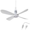 Bestlivings Ventilatore da soffitto portatile bianco (cavo XXL da 5 m) con spina e interruttore, 220 V-240 V/5 Watt, diametro 40 cm, con gancio
