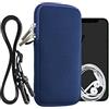 kwmobile Custodia in Neoprene con Zip per Smartphone - Portacellulare a Tracolla - Porta Cellulare da Collo Universale - Borsa Cover Telefono blu scuro