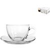 PASABAHCE Set 6 tazze caffè Basic in vetro con piatto cc 90