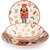 H&H Servizio tavola natalizio 18 pezzi Kingdom in stoneware decorato