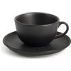 H&H Set 2 tazze tè Venere con piatto in stoneware nero opaco cc 200