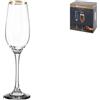 PASABAHCE Confezione 6 calici flute Amber Golden Touch in vetro trasparente bordo oro cl 25,5