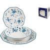 CHURCHILL Servizio tavola 18 pezzi Rose Blue in earthenware bianco decoro blu