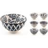 H&H Set 6 coppette Seta assortite in porcellana avorio decorata blu cm 10x6