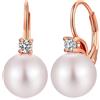 Jiahanzb Orecchini Perle Donna in Argento Sterling 925 Orecchini Perle Pendenti Ipoallergenici Bianco Perla Gioielli Regali da Donna Leverback Oro Rosa