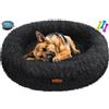 Lovpet® Letto per Cani e Gatti Bagel Ø 100 cm - (3XL), Lavabile, incl. Ciotola + 3X Ossi da Masticare, Divano per Cani in Peluche per Gatti - Nero