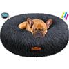 Lovpet® Letto per Cani e Gatti Bagel Ø 60 cm - (L), Lavabile, Incl. Ciotola + 3X Ossi da Masticare, Divano in Peluche per Animali di Piccola, Media e Grande Taglia - Antracite