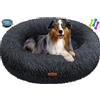 Lovpet® Letto per Cani e Gatti Bagel Ø 70 cm - (XL), Lavabile, incl. Ciotola + 3X Ossi da Masticare, Divano in Peluche per Piccola, Media e Grande Taglia, Gatti - Antracite
