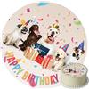 J&M DECO Decorazioni per Torte di Compleanno Cani - Decorazione Commestibile - Carta Commestibile per Torte di Compleanno - Decorazione per Torte Rotonde da 20 cm - Decorazioni per Torte