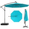RELAX4LIFE Ombrellone da Giardino 3x3M con Luci a LED, Ombrellone da Balcone con Base a Croce e Sacco di Sabbia, Protezione Solare, per Giardino Terrazzo e Patio (Turchese)
