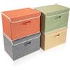 BrilliantJo BrillantJo - Set di 4 contenitori portaoggetti in Tessuto, con Manici, 38 x 25 x 25 cm, 4x Colori dell'arcobaleno