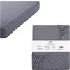 JEMIDI Lenzuolo con Angoli Singolo - Coprimaterasso 100% Cotone - Lenzuolo Singolo 90 x 200 cm - Copri Materasso - Lenzuola Singole - Lenzuolo Sotto Letto Singolo - Grigio Scuro