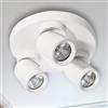 Miratic Plafoniera Soffitto Lampada da Parete Sorgente Luminosa Sostituibile GU10 max.12W (lampadine non incluse) (base rotonda - 3 teste, bianco)