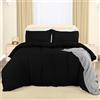 Utopia Bedding - Copripiumino 3 Pezzi Una Piazza E Mezza - Copripiumino In Microfibra Di Poliestere 200x200cm + Federe Ricamate 50x75cm - (Nero)