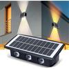 Fohil Lampada Solare da Esterno, 6 LED Applique da Parete, 1500mAh Faretti Solari a LED da Esterno