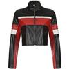 Sunnyuk Giacca Moto Donna Estiva Giubbino Taglie Forti Antivento Chiodo Pelle Leggero Curvy Giacca Pelle Corti Eleganti Giubbotto Moto Oversize Marrone Giacca Moto Impermeabile con Zip