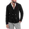Giosal Cardigan Uomo Doppiopetto Giacca con Bottoni Maglia Lavorata Maglioncino Tramato Casual Vari Colori (IT, Testo, M, Regular, Regular, Nero Primaverile)
