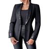 Goolecrimp Blazer da Donna Primaverile con Paillettes da Ufficio Casual a Maniche Lunghe Lucido con Paillettes Elegante Tinta Unita Piccolo Giacca (Nero,M)