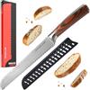 Matakumi Coltello da pane 20 cm lama ondulata - Coltello per pane extra affilato in acciaio inox - Coltello per pane - Coltello da pane stile damascato - Bread Knife - Coltello da cucina - Coltello