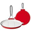 Home Bistecchiera Tonda con Rivestimento in Smalto, Ghisa, Bianco/Rosso, 25 cm