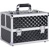 Yaheetech Beauty Case Make Up da Viaggio Valigetta Porta Trucchi Estetista Professionale Cosmetici 6 Vassoi Divisori Regolabili 34,7 x 22,2 x 25 cm Nero